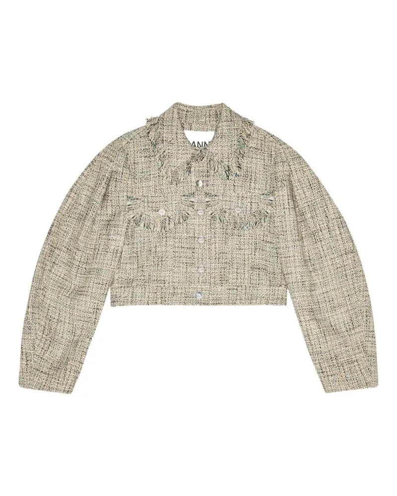 Ganni Tweed Jacke Beige