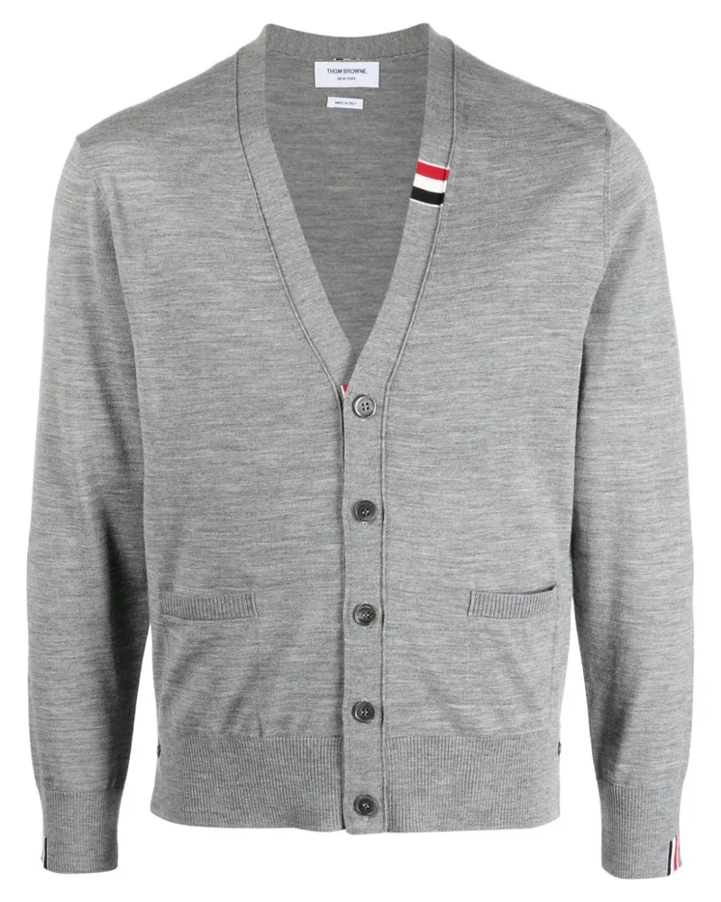 Thom Browne gegen Neck -Strickjacke Grey