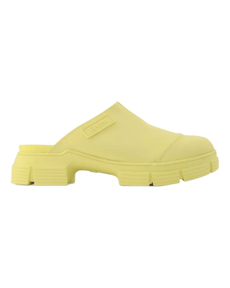 Ganni Gelbe recycelte Gummi -Retro -Maultiere Yellow