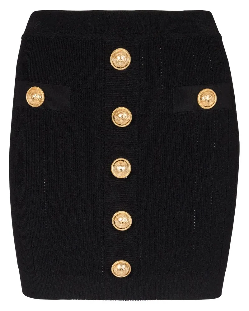 Balmain hoher Taillenrock mit geknöpften Taille Black