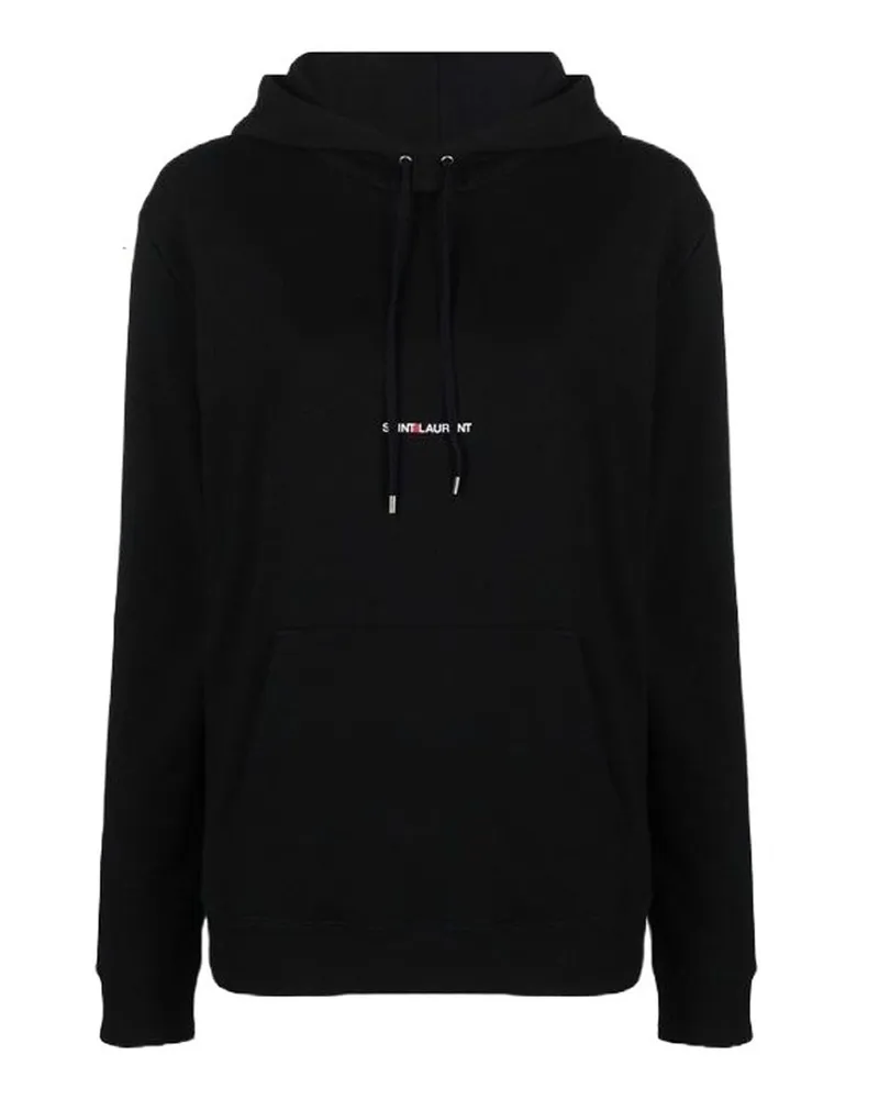 Saint Laurent Logo Hoodie Sweatshirt Black