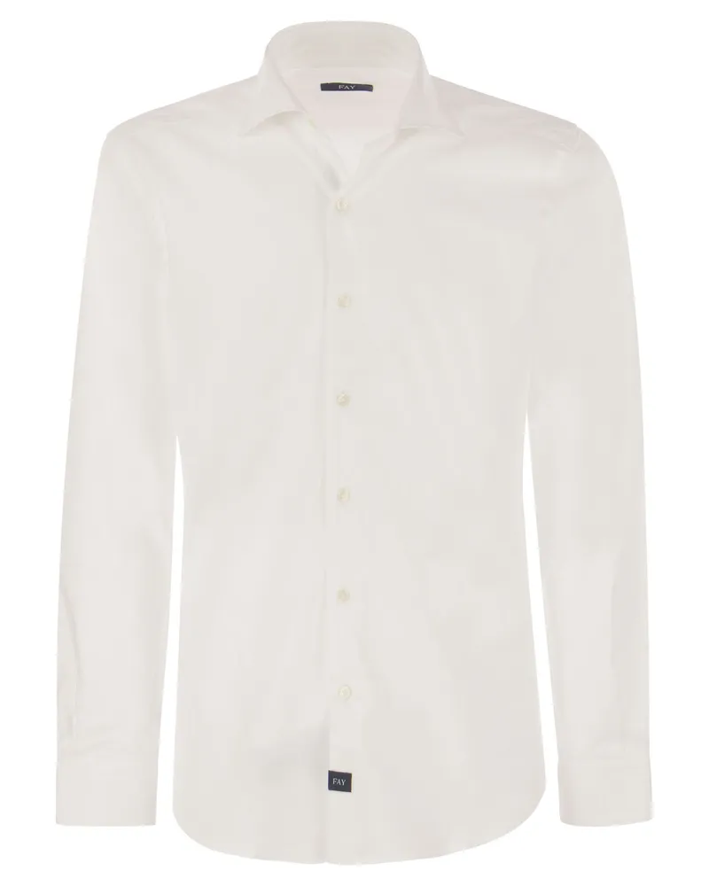 Fay Stretch French Kragenhemd Weiss