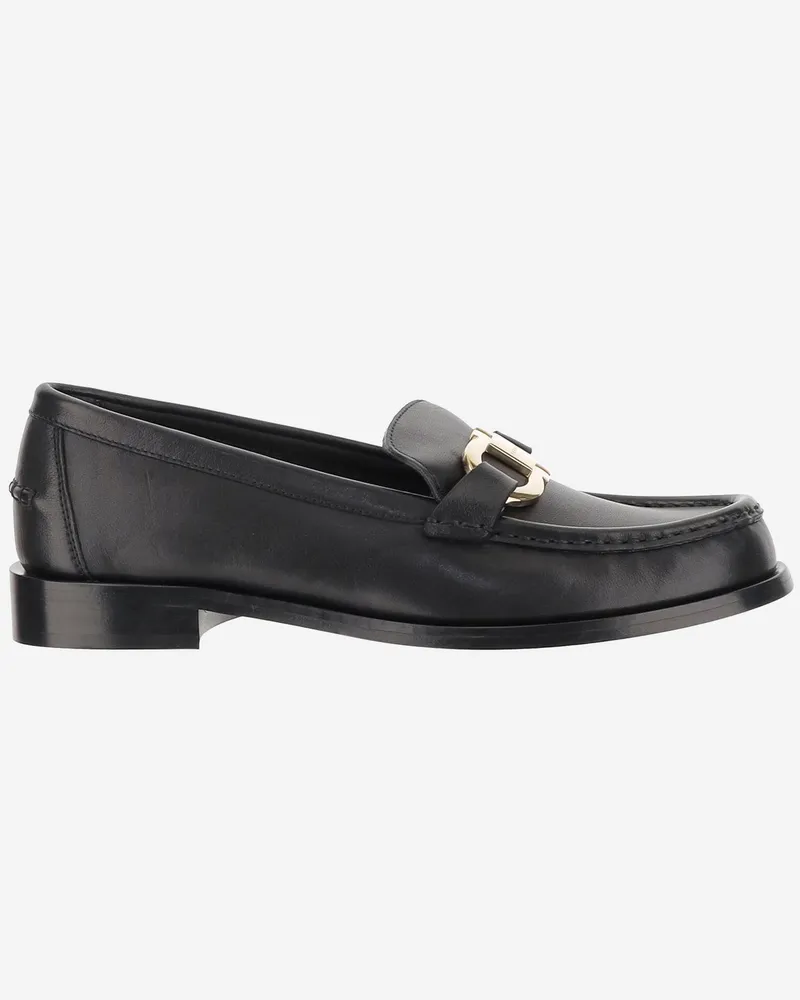 Ferragamo Moccasins Ornament Haken Black