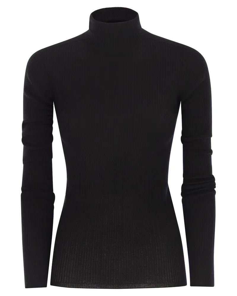 SPORTMAX Niagara Wolle Rollkragenpulloverspringer Black