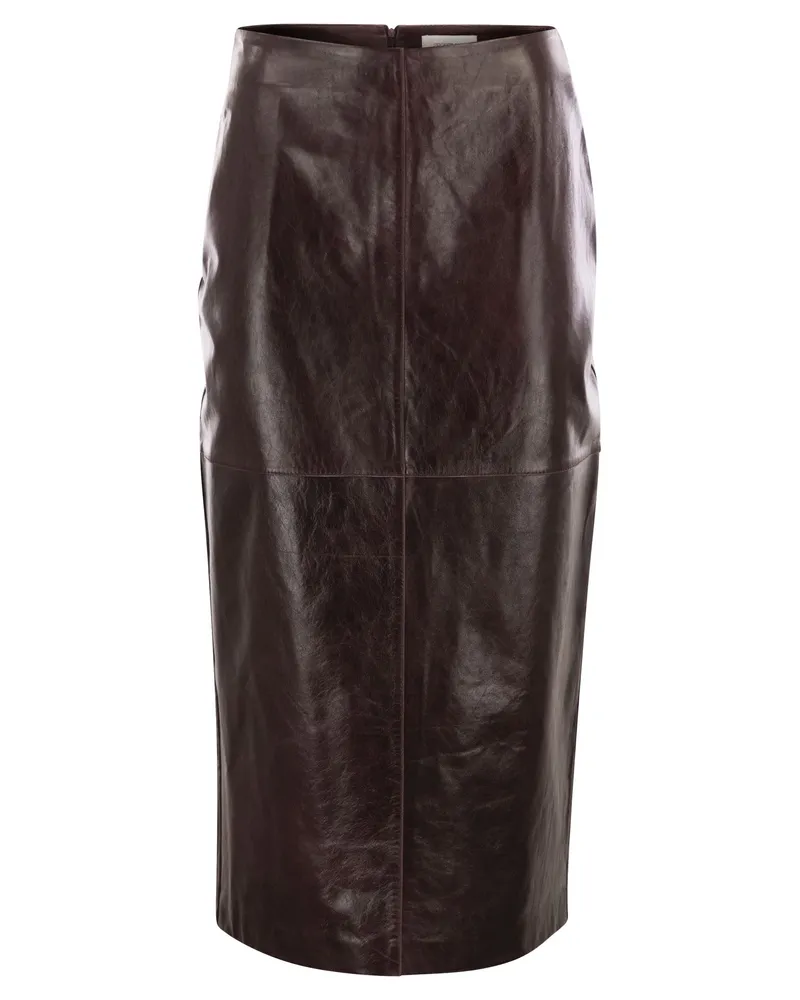 SPORTMAX Afa Leder-Midirock Bordeaux