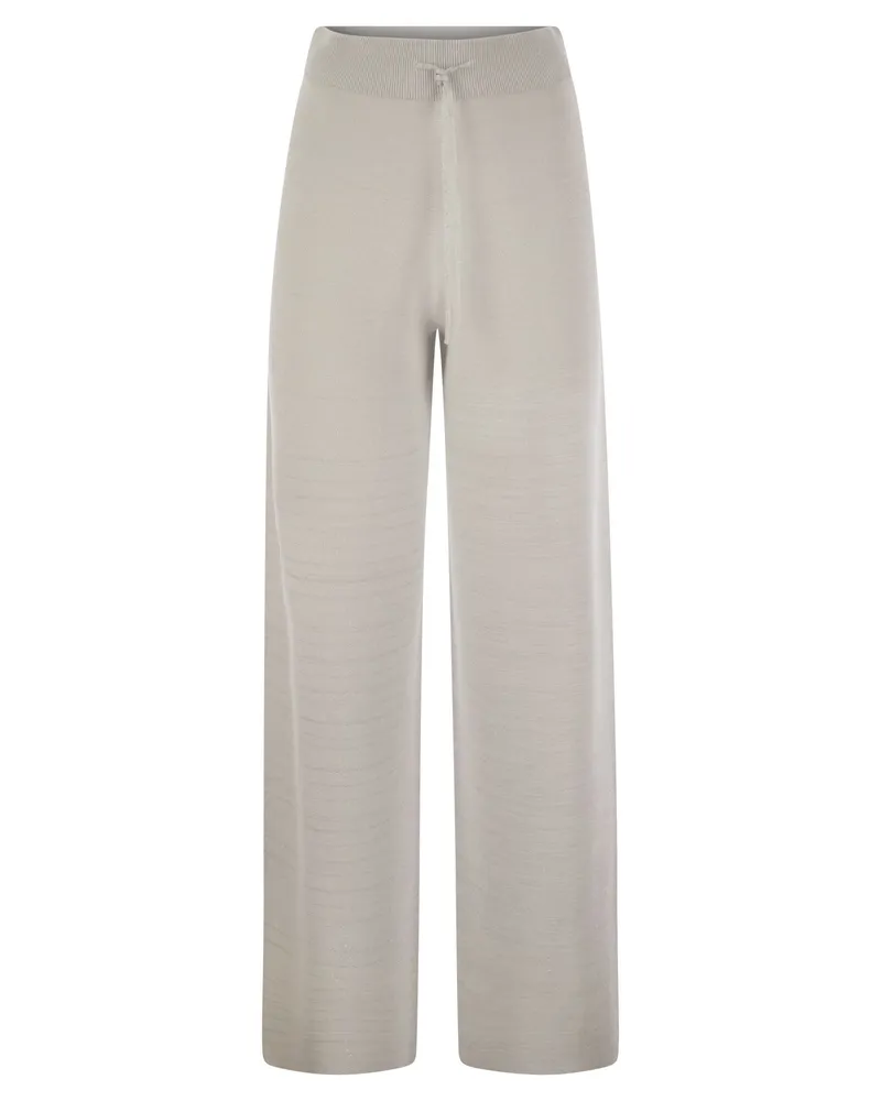 Fabiana Filippi breite Hose in Bio -Baumwolle und Lurex White