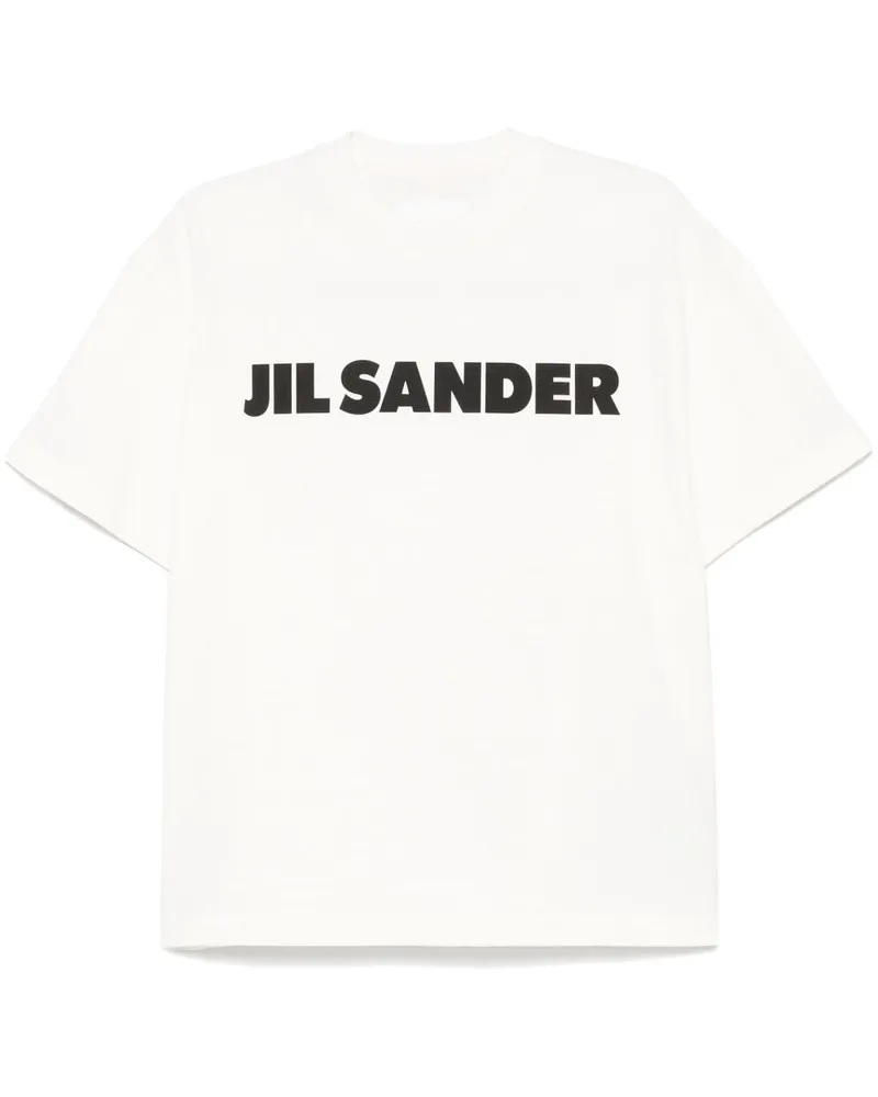 Jil Sander Logo Baumwoll -T -Shirt White