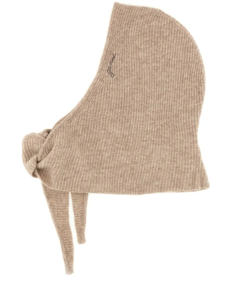 Ganni Wool Balaclava Beige