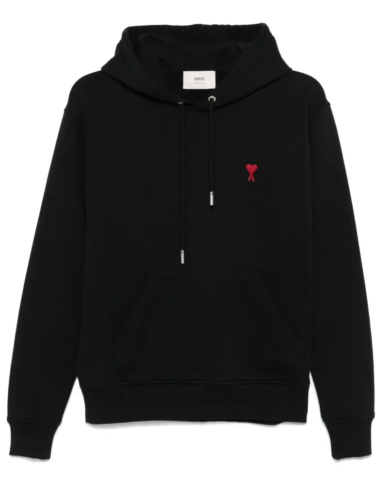 AMI Paris Ami de Coeur Baumwollhodie Black