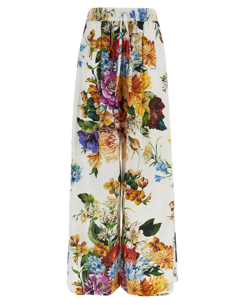 Dolce & Gabbana Blumenstrauß gedruckte Hosen White