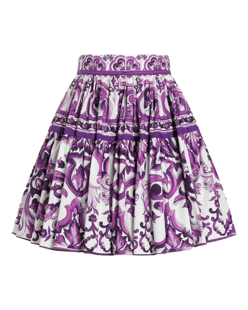 Dolce & Gabbana Maiolica Print Baumwollrock Purple