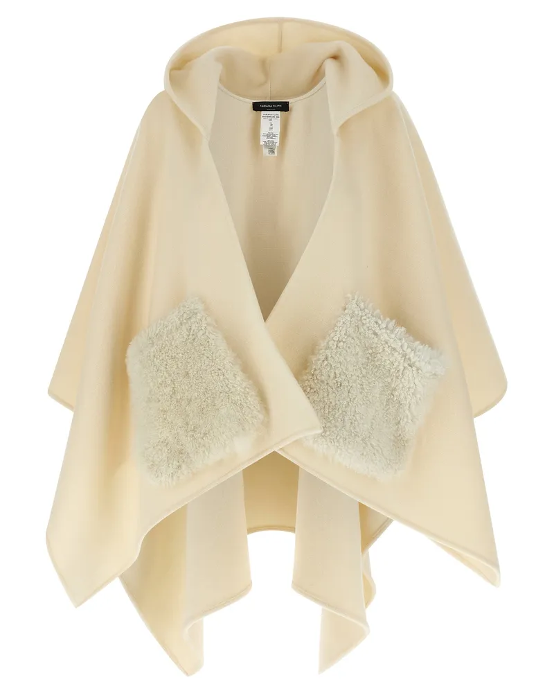 Fabiana Filippi Shearling Pocket Cape White
