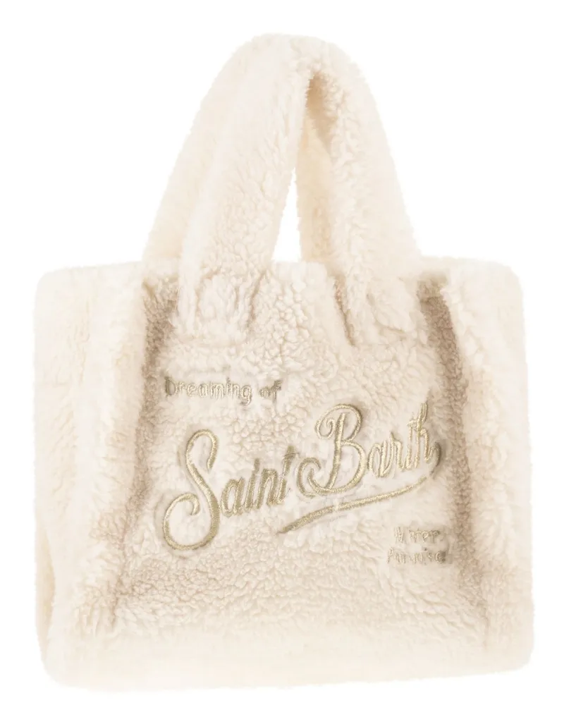 MC2 Saint Barth Vanity Mini Teddy Sherpa Handtasche mit Logo White
