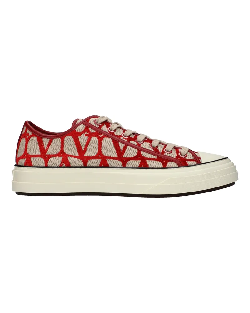Valentino Garavani Herrens Sneakers Stoff Beige/Rot -