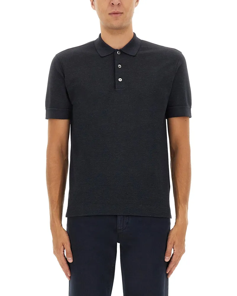 Ermenegildo Zegna Baumwollmisch -Polo -Hemd Black