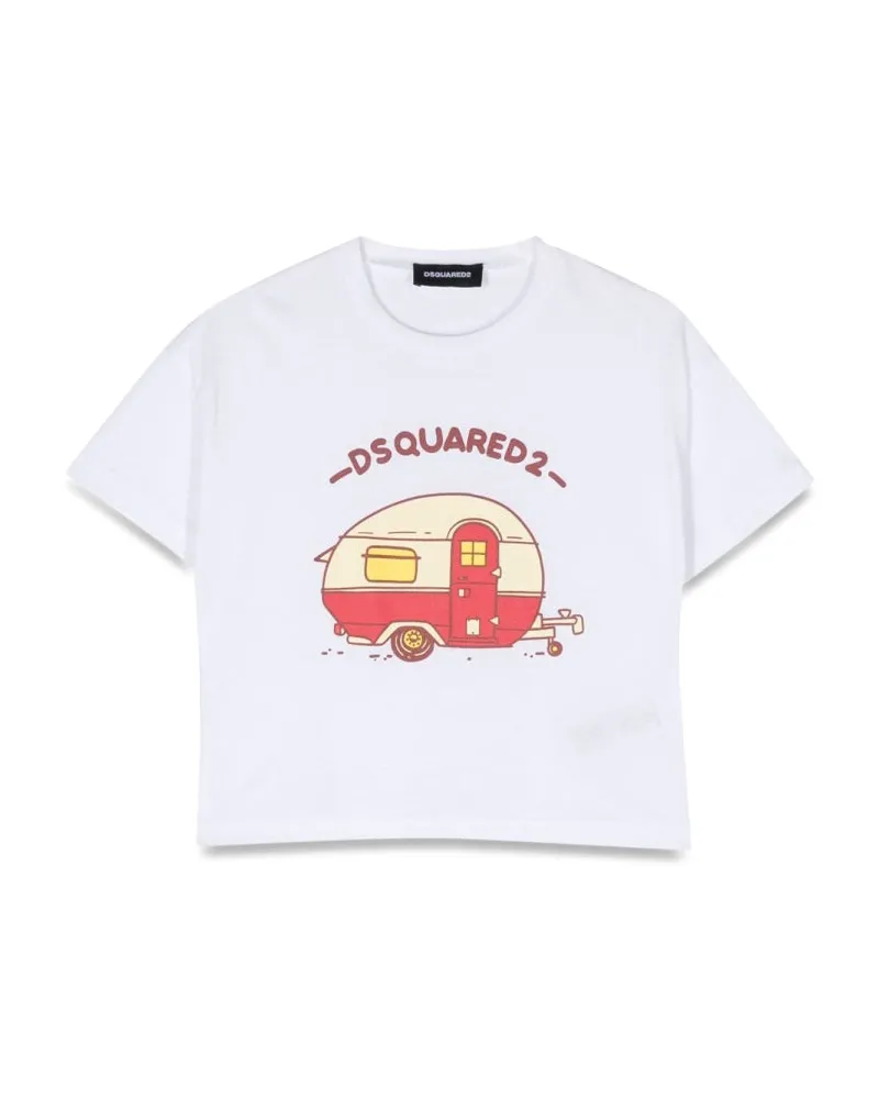 Dsquared2 Crop Print T -Shirt White