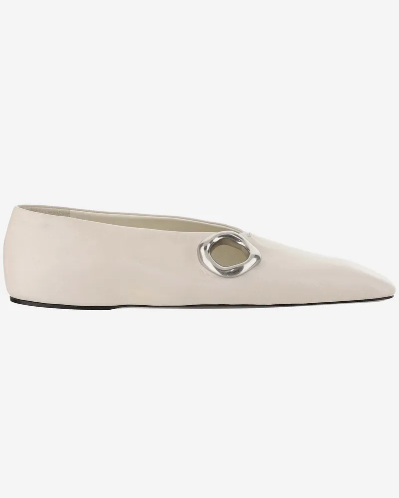 Jil Sander Leder Ballerinas White