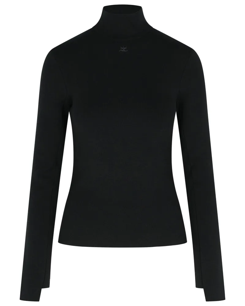 Courrèges Courreves Rollkragenpullover in schwarzer Viskose -Mischung Black