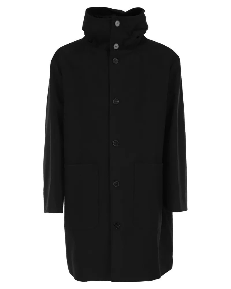 Paltò Wollmantel mit Kapuze Black