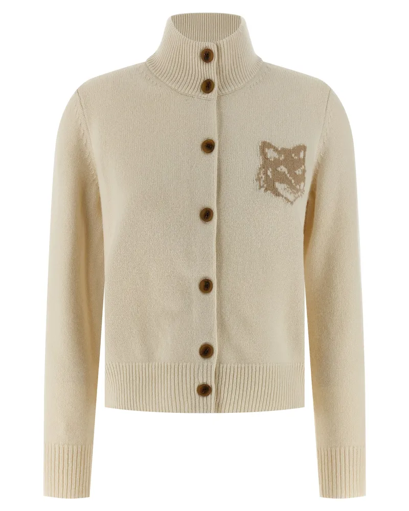 Kitsuné Strickjacke „Fox Head“ von Beige