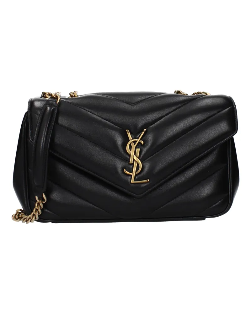Saint Laurent Loulou Damens Umhängetasche aus schwarzem Leder -