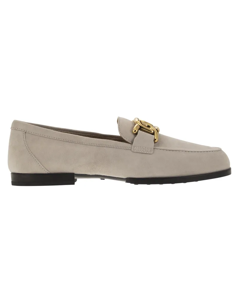 TOD'S Moccasin in Nubuck mit Metallkette Grau