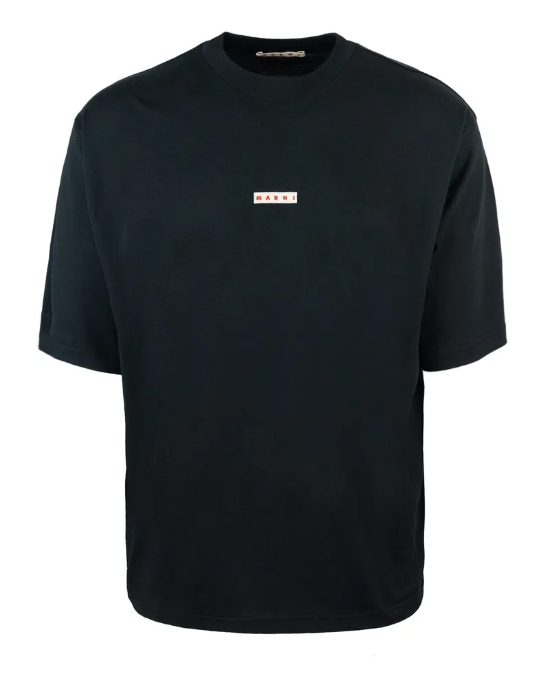 Marni T -Shirt Nera Con Ricamo Logo Marni Black
