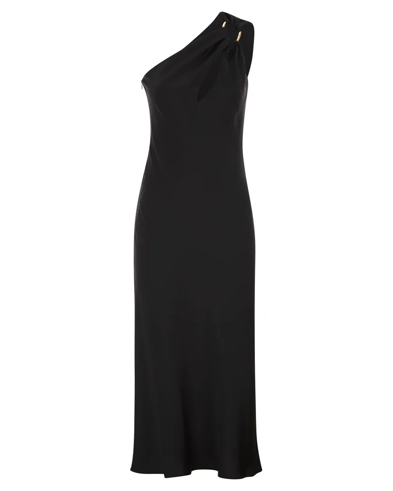 Max Mara Mseentrata One-Shoulder-Kleid aus glänzendem Satin Black