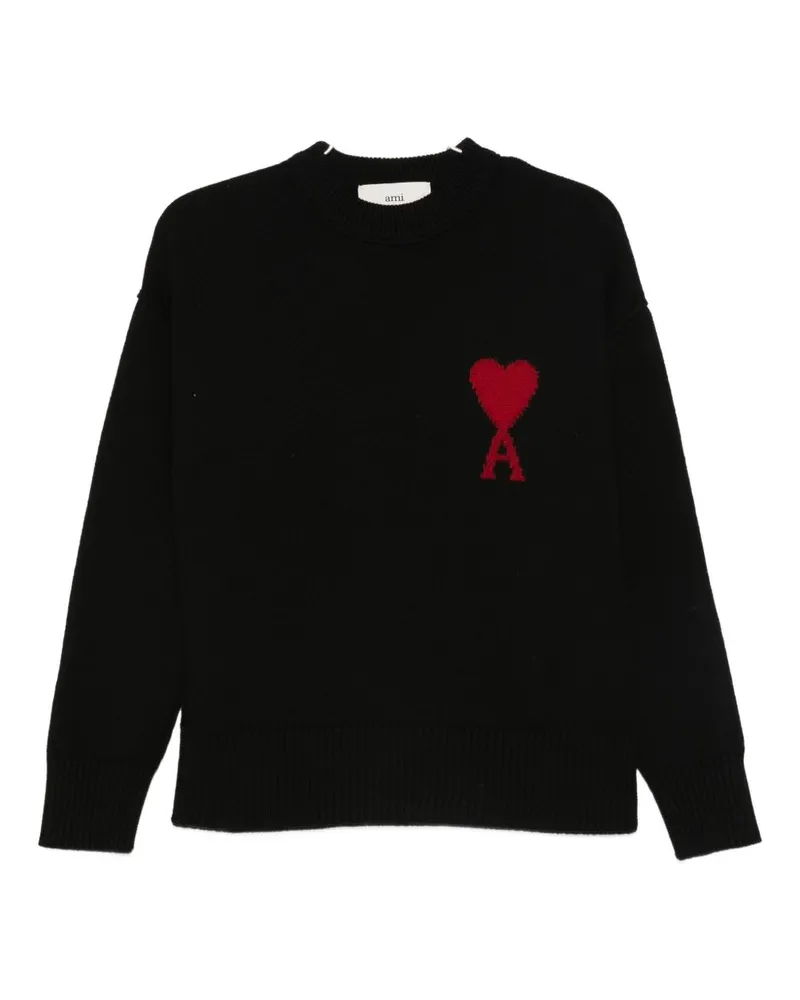 AMI Paris Ami de Coeur Wool Cardigan Black