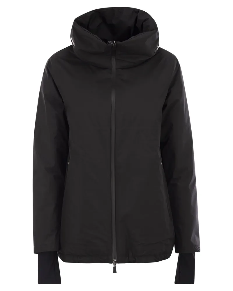 Herno A-geformte Daunenjacke mit Kapuze, 2 Schichten Black