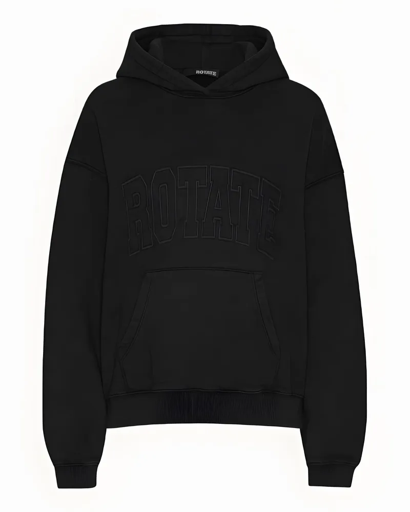 ROTATE Birger Christensen Felpa Nera Oversize Consize Con -Logo drehen Black