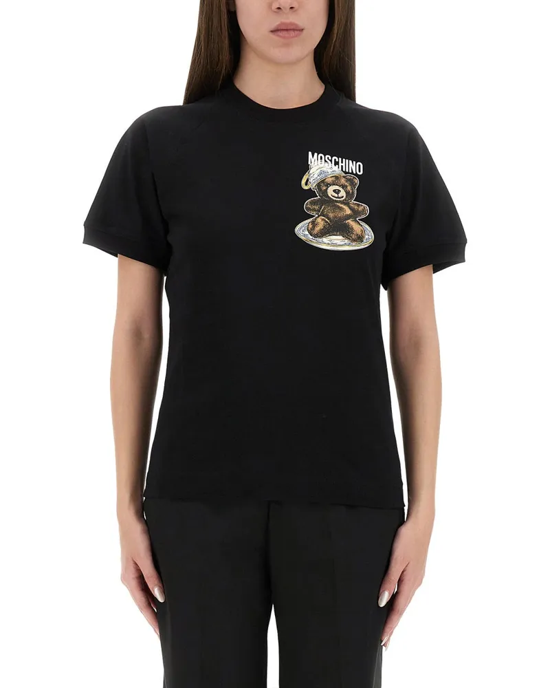 Moschino T -Shirt mit "Teddy" -Druck Black