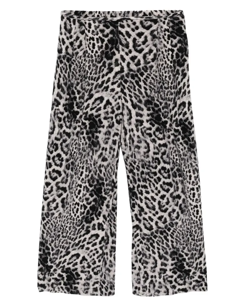 Norma Kamali Leopard Print Wide Bein Hosen Brown