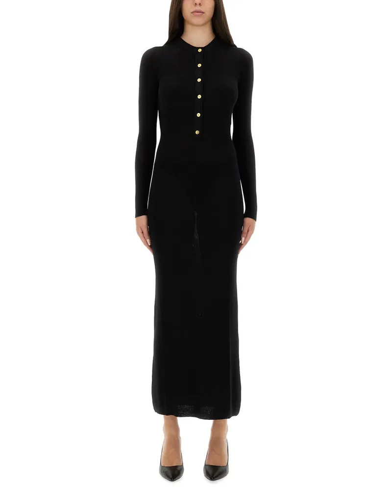 Versace Wollkleid mit Knöpfen Black