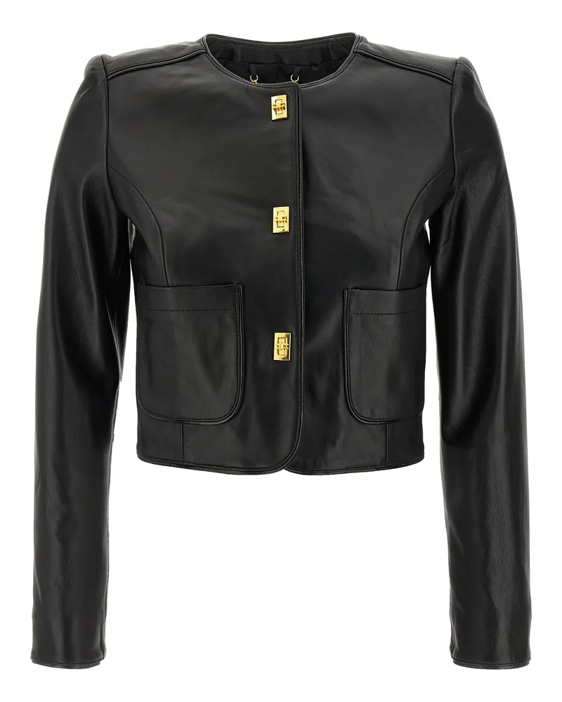 Elisabetta Franchi Cropped Lederjacke Black