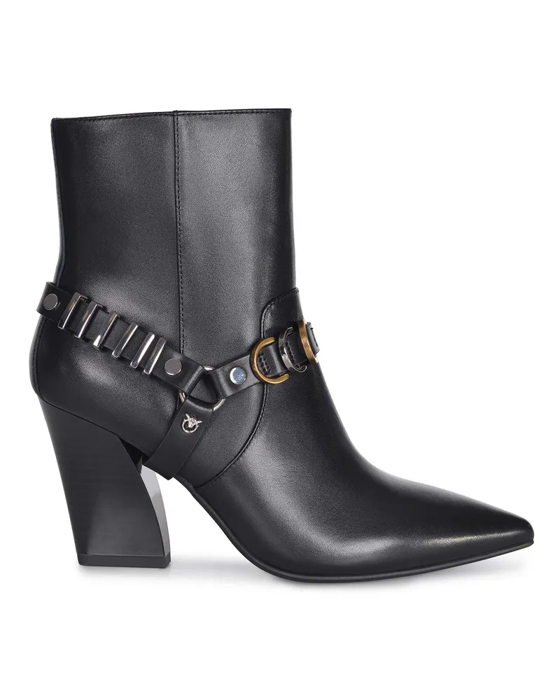 Pinko Pink -Stiefel aus Leder Black