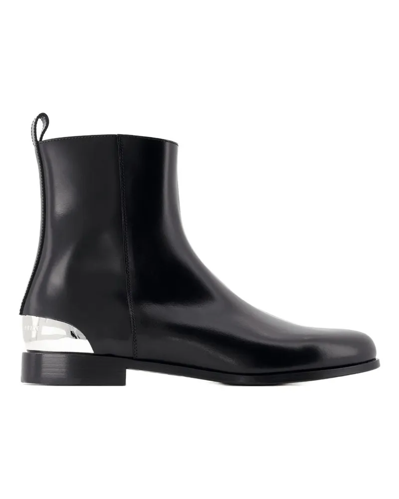 Alexander McQueen Metall Fersen -Knöchelstiefel Alexander MC Queen Leder schwarz/silber Black