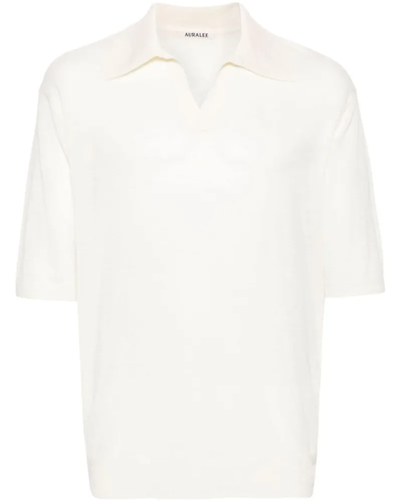 AURALEE Woll- und Seide -Misch -Polo -Hemd White