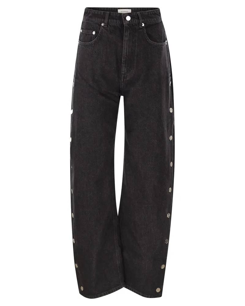 SPORTMAX Galante Jeans mit weitem Bein und Knöpfen Black