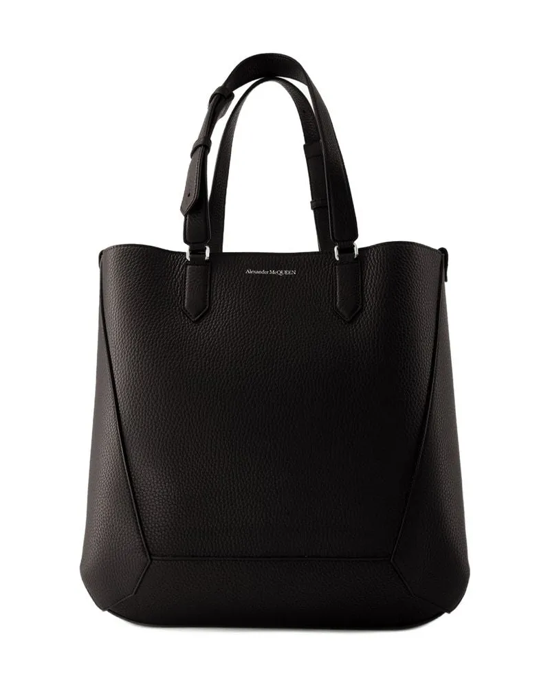 Alexander McQueen Die Edge Medium Shopper -Tasche  Leder schwarz Schwarz
