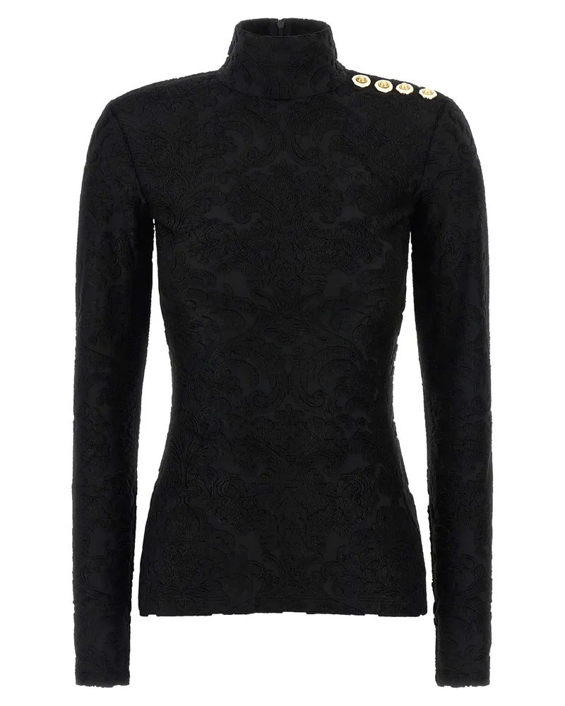 Balmain Top 'Barocco' Muster Black