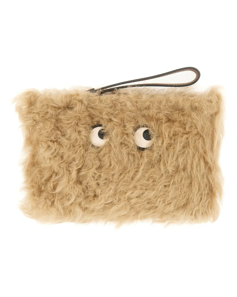 Anya Hindmarch Shearling Eyes" Clutch -Tasche Beige