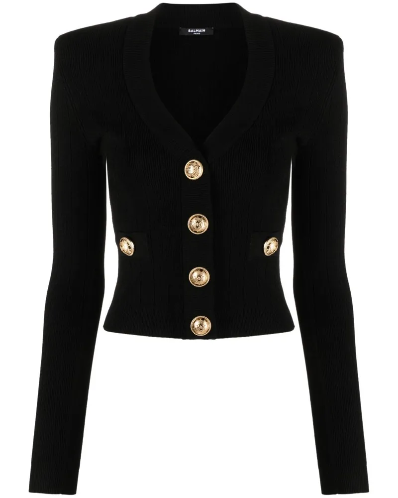 Balmain Knopfte V -Hals -Strickjacke Black