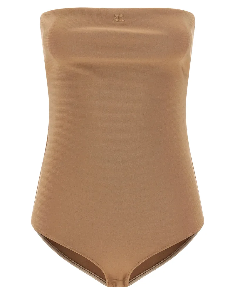 Courrèges Courreves Dessous Bustier Bodysuit Beige