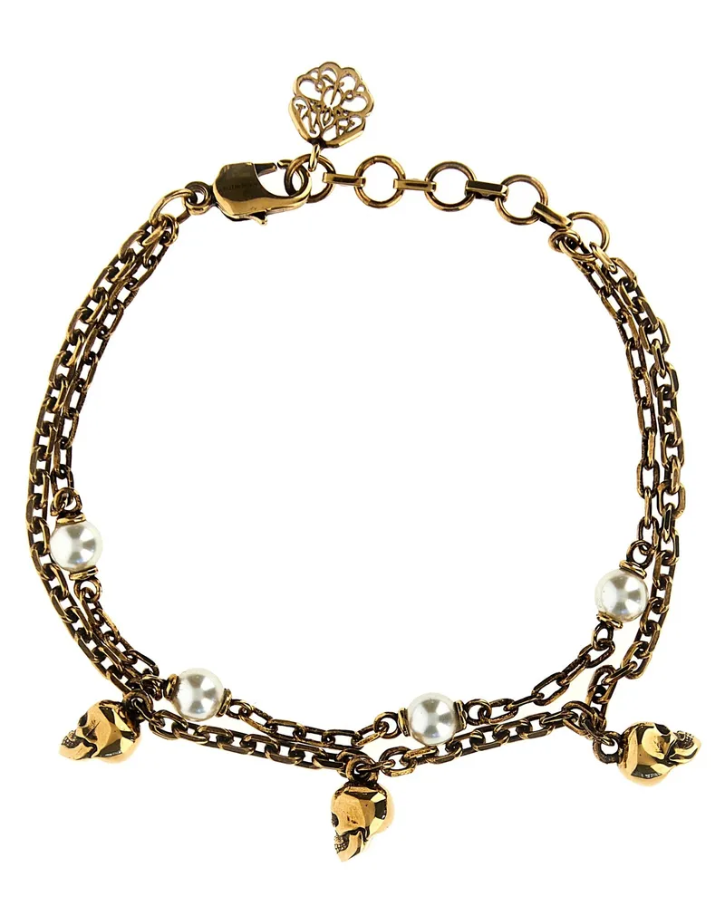 Alexander McQueen Skull Pearl' Armband Gold