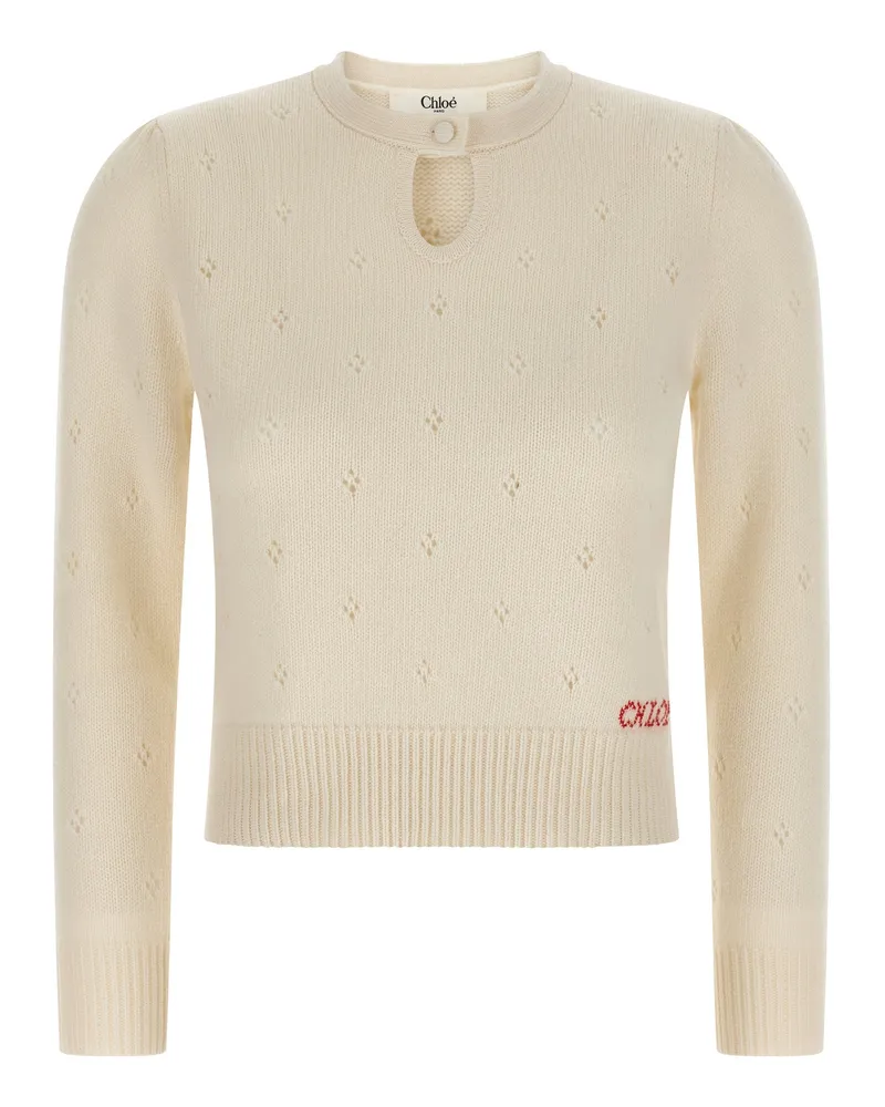Chloé Jacquard -Logo -Pullover White