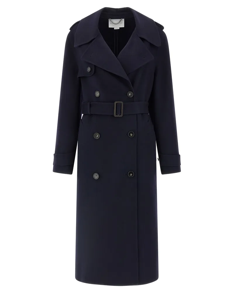 Stella McCartney Double Breasted Woll Trench Coat Blue
