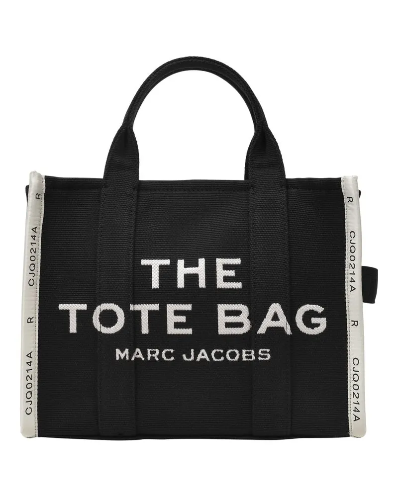 Marc Jacobs Die mittlere Einkaufstasche in schwarzen Leinwand Schwarz