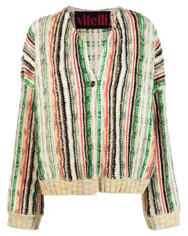 VITELLI Leinenmischung Baumwoll -Strickjacke Multicolour