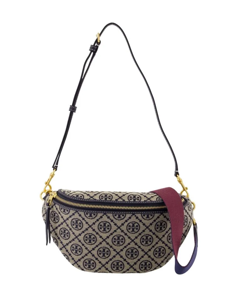 Tory Burch T Monogrammgürtel Crossbody  Baumwollblau Blau
